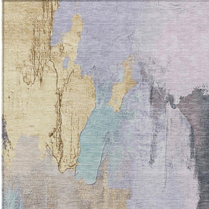 HomeRoots 5' Elegant Lavender and Gold Abstract Area Rug - Stylish, Durable, Machine Washable for Indoor/Outdoor Use 5' X 8' 627672