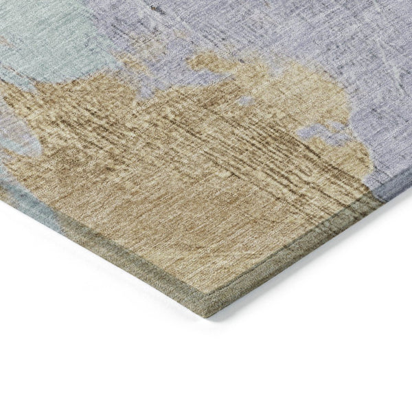 HomeRoots 5' Elegant Lavender and Gold Abstract Area Rug - Stylish, Durable, Machine Washable for Indoor/Outdoor Use 8' Round 627673