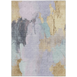 HomeRoots 5' Elegant Lavender and Gold Abstract Area Rug - Stylish, Durable, Machine Washable for Indoor/Outdoor Use 8' X 10' 627674
