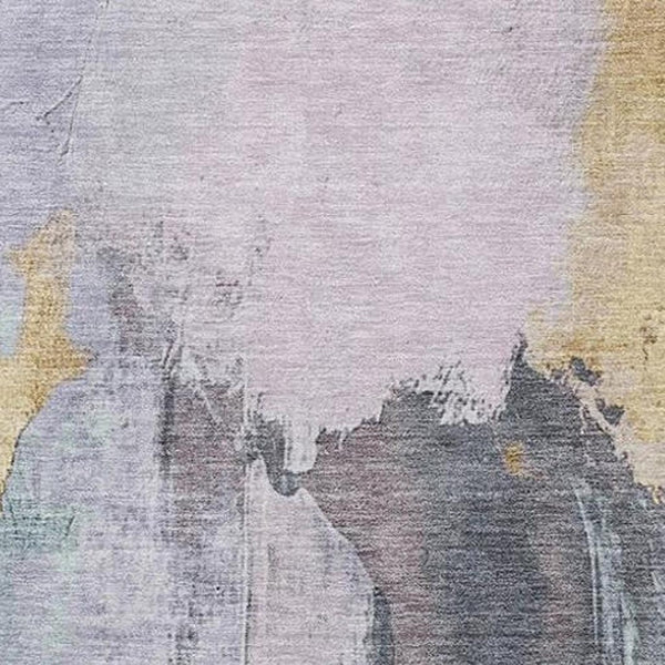 HomeRoots 5' Elegant Lavender and Gold Abstract Area Rug - Stylish, Durable, Machine Washable for Indoor/Outdoor Use 9' X 12' 627675