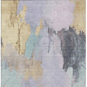 HomeRoots 5' Elegant Lavender and Gold Abstract Area Rug - Stylish, Durable, Machine Washable for Indoor/Outdoor Use 9' X 12' 627675