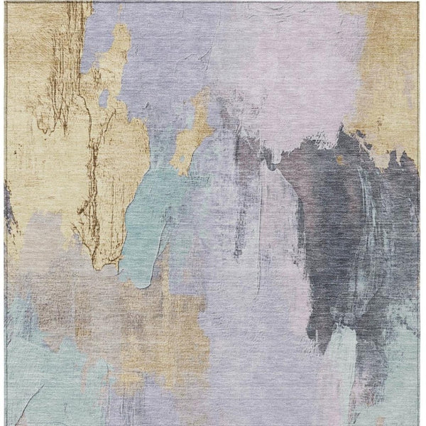 HomeRoots 5' Elegant Lavender and Gold Abstract Area Rug - Stylish, Durable, Machine Washable for Indoor/Outdoor Use 9' X 12' 627675