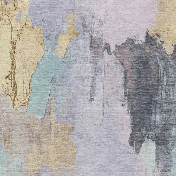 HomeRoots 5' Elegant Lavender and Gold Abstract Area Rug - Stylish, Durable, Machine Washable for Indoor/Outdoor Use 10' X 14' 627676