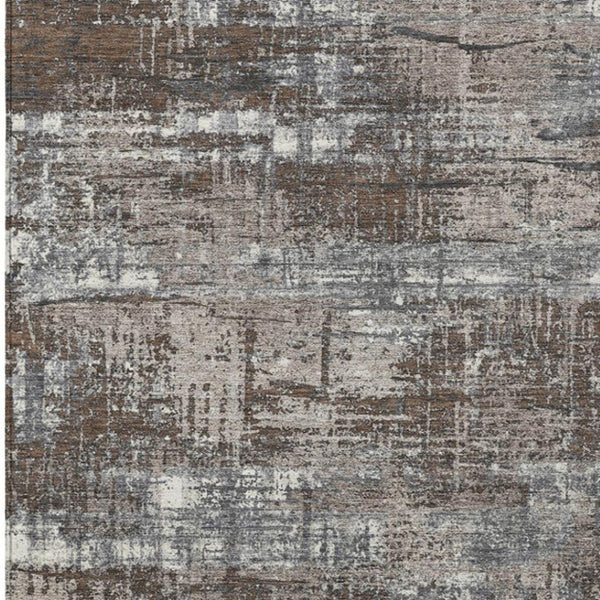 HomeRoots 5' Durable Brown and Charcoal Geometric Area Rug - Washable Indoor/Outdoor Design for Any Space 5' X 8' 627684