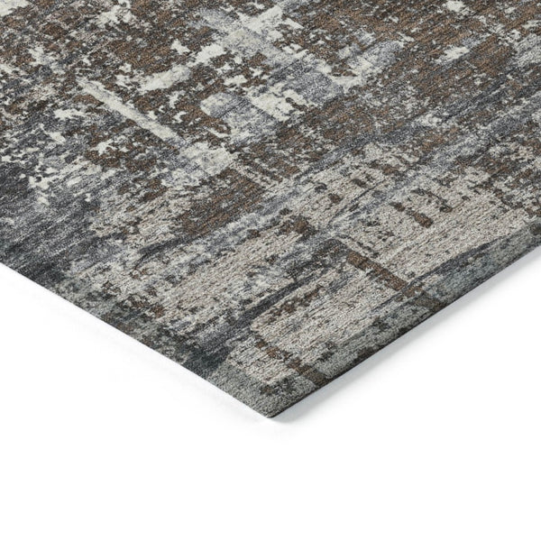 HomeRoots 5' Durable Brown and Charcoal Geometric Area Rug - Washable Indoor/Outdoor Design for Any Space 9' X 12' 627687