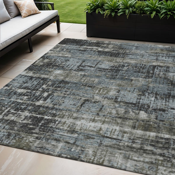 HomeRoots 5' Charcoal and Gray Geometric Washable Area Rug – Stylish Indoor/Outdoor Solution for Any Space 5' X 8' 627690