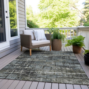 HomeRoots 5' Charcoal and Gray Geometric Washable Area Rug – Stylish Indoor/Outdoor Solution for Any Space 5' X 8' 627690