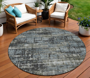 HomeRoots 5' Charcoal and Gray Geometric Washable Area Rug – Stylish Indoor/Outdoor Solution for Any Space 8' Round 627691