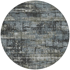HomeRoots 5' Charcoal and Gray Geometric Washable Area Rug – Stylish Indoor/Outdoor Solution for Any Space 8' Round 627691