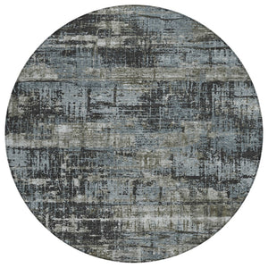HomeRoots 5' Charcoal and Gray Geometric Washable Area Rug – Stylish Indoor/Outdoor Solution for Any Space 8' Round 627691