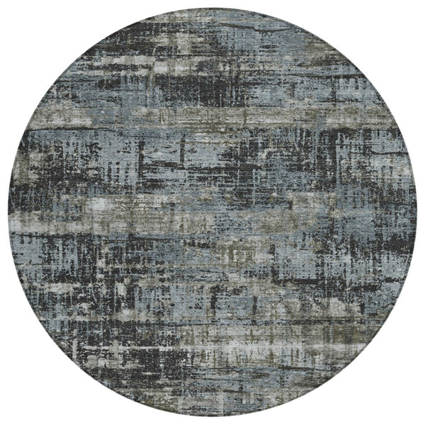 HomeRoots 5' Charcoal and Gray Geometric Washable Area Rug – Stylish Indoor/Outdoor Solution for Any Space 8' Round 627691