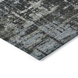 HomeRoots 5' Charcoal and Gray Geometric Washable Area Rug – Stylish Indoor/Outdoor Solution for Any Space 8' Round 627691