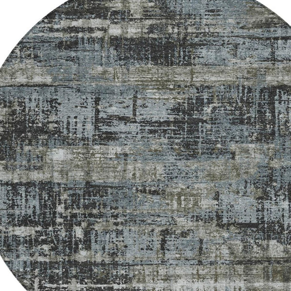 HomeRoots 5' Charcoal and Gray Geometric Washable Area Rug – Stylish Indoor/Outdoor Solution for Any Space 8' Round 627691