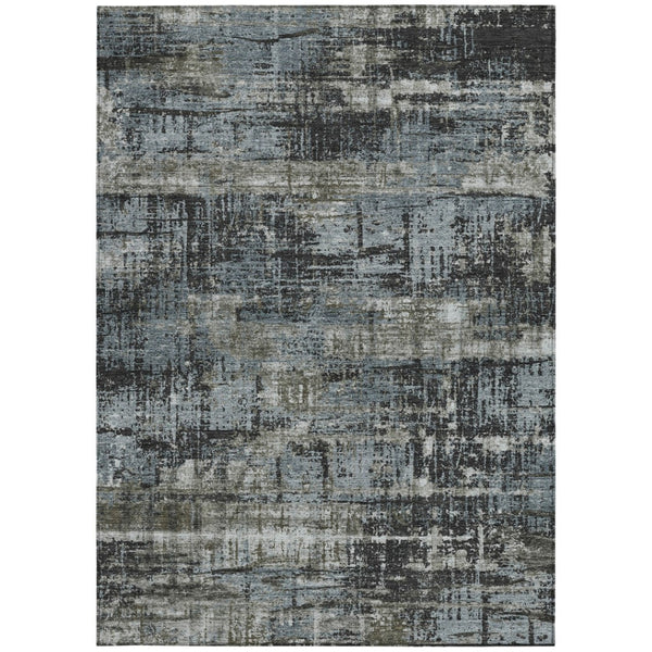 HomeRoots 5' Charcoal and Gray Geometric Washable Area Rug – Stylish Indoor/Outdoor Solution for Any Space 9' X 12' 627693
