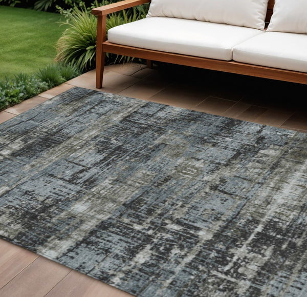 HomeRoots 5' Charcoal and Gray Geometric Washable Area Rug – Stylish Indoor/Outdoor Solution for Any Space 9' X 12' 627693