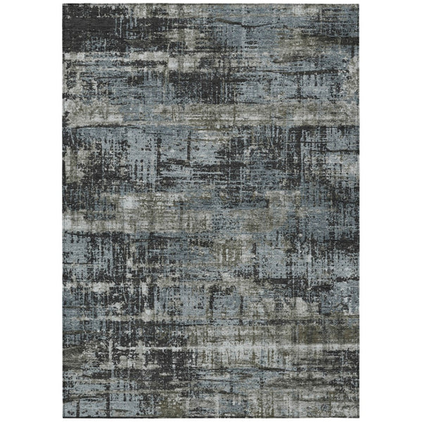 HomeRoots 5' Charcoal and Gray Geometric Washable Area Rug – Stylish Indoor/Outdoor Solution for Any Space 9' X 12' 627693