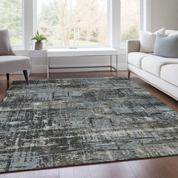 HomeRoots 5' Charcoal and Gray Geometric Washable Area Rug – Stylish Indoor/Outdoor Solution for Any Space 9' X 12' 627693
