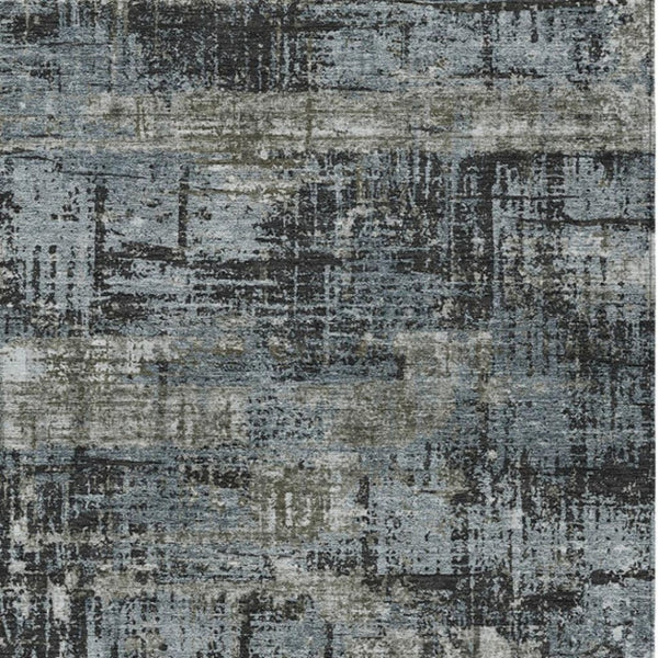 HomeRoots 5' Charcoal and Gray Geometric Washable Area Rug – Stylish Indoor/Outdoor Solution for Any Space 10' X 14' 627694
