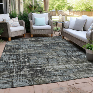 HomeRoots 5' Charcoal and Gray Geometric Washable Area Rug – Stylish Indoor/Outdoor Solution for Any Space 10' X 14' 627694