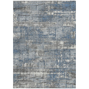 HomeRoots 5' Contemporary Denim Blue and Gray Geometric Area Rug – Durable, Washable for Indoor/Outdoor Use 5' X 8' 627696