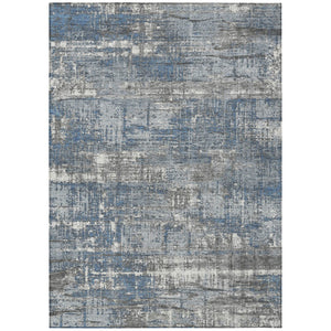 HomeRoots 5' Contemporary Denim Blue and Gray Geometric Area Rug – Durable, Washable for Indoor/Outdoor Use 9' X 12' 627699
