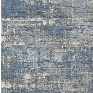 HomeRoots 5' Contemporary Denim Blue and Gray Geometric Area Rug – Durable, Washable for Indoor/Outdoor Use 10' X 14' 627700