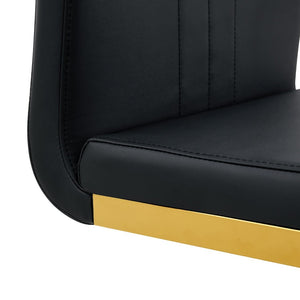 English Elm Modern Cantilever Gold Frame Pu Leather Dining Chairs Glam Set of Four Black,Gold W3875P372861