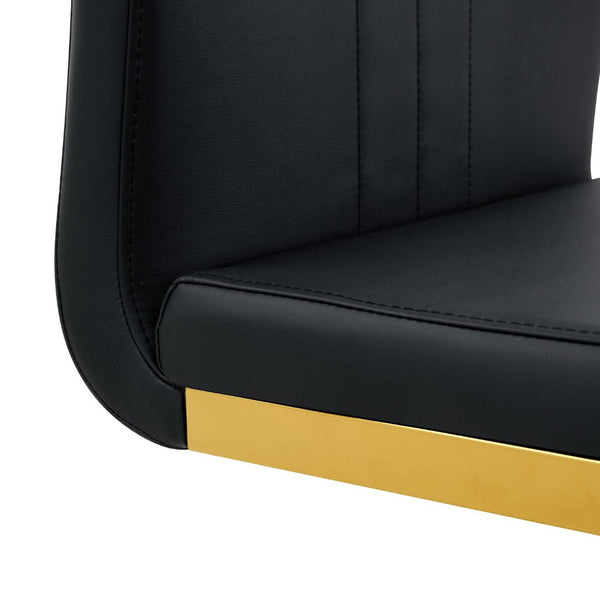 English Elm Modern Cantilever Gold Frame Pu Leather Dining Chairs Glam Set of Four Black,Gold W3875P372861