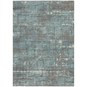 HomeRoots 5' Stylish Taupe and Teal Geometric Washable Area Rug for Indoor and Outdoor Spaces, Durable Design 5' X 8' 627726