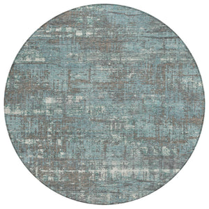 HomeRoots 5' Stylish Taupe and Teal Geometric Washable Area Rug for Indoor and Outdoor Spaces, Durable Design 8' Round 627727