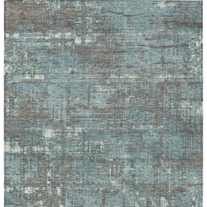 HomeRoots 5' Stylish Taupe and Teal Geometric Washable Area Rug for Indoor and Outdoor Spaces, Durable Design 9' X 12' 627729