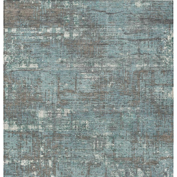 HomeRoots 5' Stylish Taupe and Teal Geometric Washable Area Rug for Indoor and Outdoor Spaces, Durable Design 9' X 12' 627729
