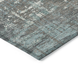 HomeRoots 5' Stylish Taupe and Teal Geometric Washable Area Rug for Indoor and Outdoor Spaces, Durable Design 10' X 14' 627730