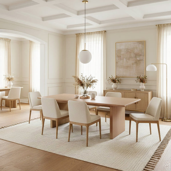 Butler Specialty Butler Rectangular Extendable Pedestal Dining Table 84–108" W with Self-Storing Leaf, Durable Oak Veneer Light Brown 6277506