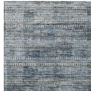 HomeRoots 5' Stylish Denim Blue and Ivory Striped Indoor Outdoor Area Rug for Effortless Coastal Charm 5' X 8' 627780