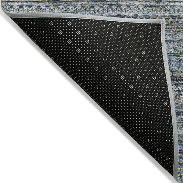 HomeRoots 5' Stylish Denim Blue and Ivory Striped Indoor Outdoor Area Rug for Effortless Coastal Charm 8' Round 627781