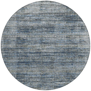 HomeRoots 5' Stylish Denim Blue and Ivory Striped Indoor Outdoor Area Rug for Effortless Coastal Charm 8' Round 627781