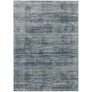 HomeRoots 5' Stylish Denim Blue and Ivory Striped Indoor Outdoor Area Rug for Effortless Coastal Charm 8' X 10' 627782