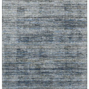HomeRoots 5' Stylish Denim Blue and Ivory Striped Indoor Outdoor Area Rug for Effortless Coastal Charm 9' X 12' 627783