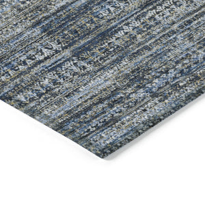 HomeRoots 5' Stylish Denim Blue and Ivory Striped Indoor Outdoor Area Rug for Effortless Coastal Charm 9' X 12' 627783