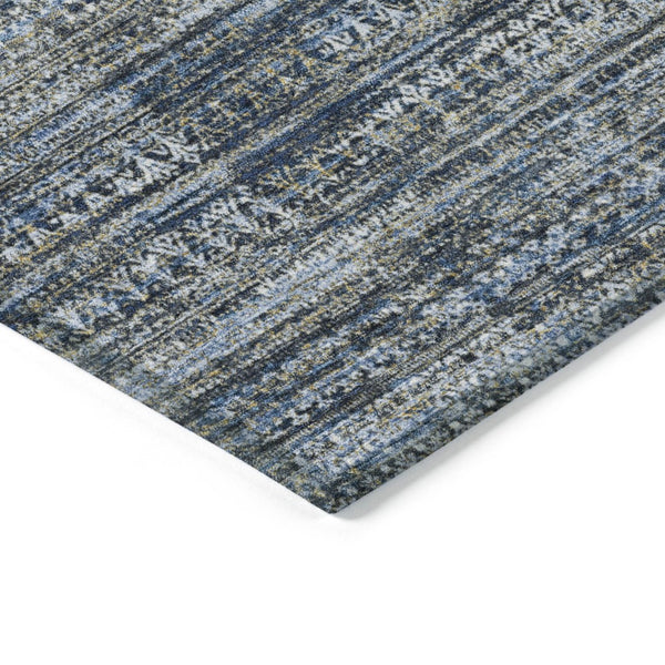 HomeRoots 5' Stylish Denim Blue and Ivory Striped Indoor Outdoor Area Rug for Effortless Coastal Charm 9' X 12' 627783