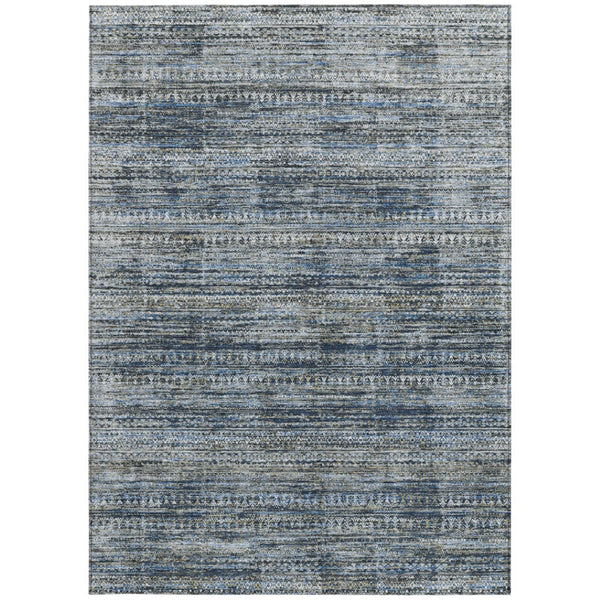 HomeRoots 5' Stylish Denim Blue and Ivory Striped Indoor Outdoor Area Rug for Effortless Coastal Charm 10' X 14' 627784