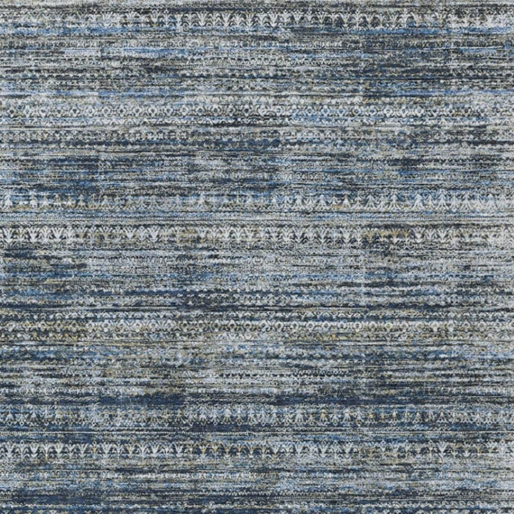 HomeRoots 5' Stylish Denim Blue and Ivory Striped Indoor Outdoor Area Rug for Effortless Coastal Charm 10' X 14' 627784