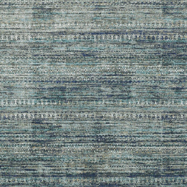 HomeRoots 5' Durable Teal Blue and Ivory Striped Area Rug for Indoor and Outdoor Use - Easy Care, Stylish Design 5' X 8' 627786