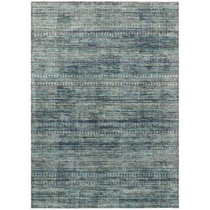 HomeRoots 5' Durable Teal Blue and Ivory Striped Area Rug for Indoor and Outdoor Use - Easy Care, Stylish Design 5' X 8' 627786