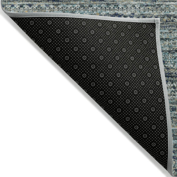 HomeRoots 5' Durable Teal Blue and Ivory Striped Area Rug for Indoor and Outdoor Use - Easy Care, Stylish Design 8' Round 627787