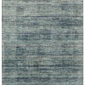 HomeRoots 5' Durable Teal Blue and Ivory Striped Area Rug for Indoor and Outdoor Use - Easy Care, Stylish Design 8' X 10' 627788