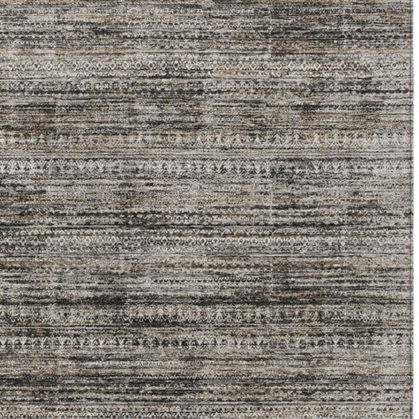 HomeRoots 5' Stylish Taupe and Ivory Striped Washable Area Rug for Indoor and Outdoor Spaces - Easy Care! 5' X 8' 627792