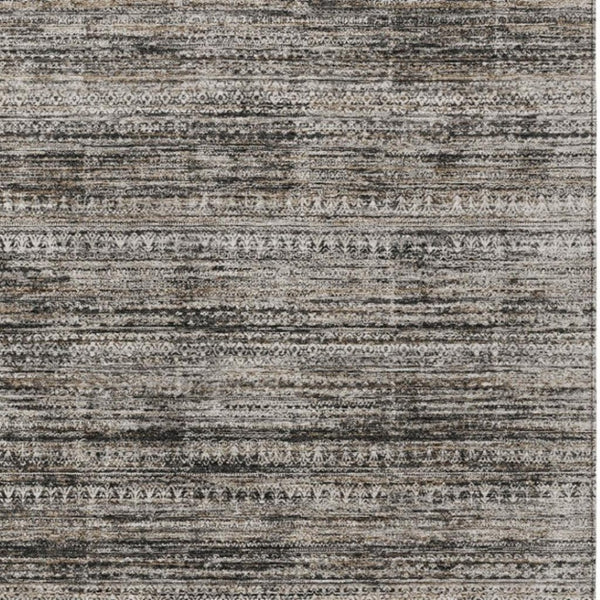 HomeRoots 5' Stylish Taupe and Ivory Striped Washable Area Rug for Indoor and Outdoor Spaces - Easy Care! 5' X 8' 627792