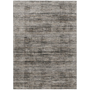 HomeRoots 5' Stylish Taupe and Ivory Striped Washable Area Rug for Indoor and Outdoor Spaces - Easy Care! 5' X 8' 627792